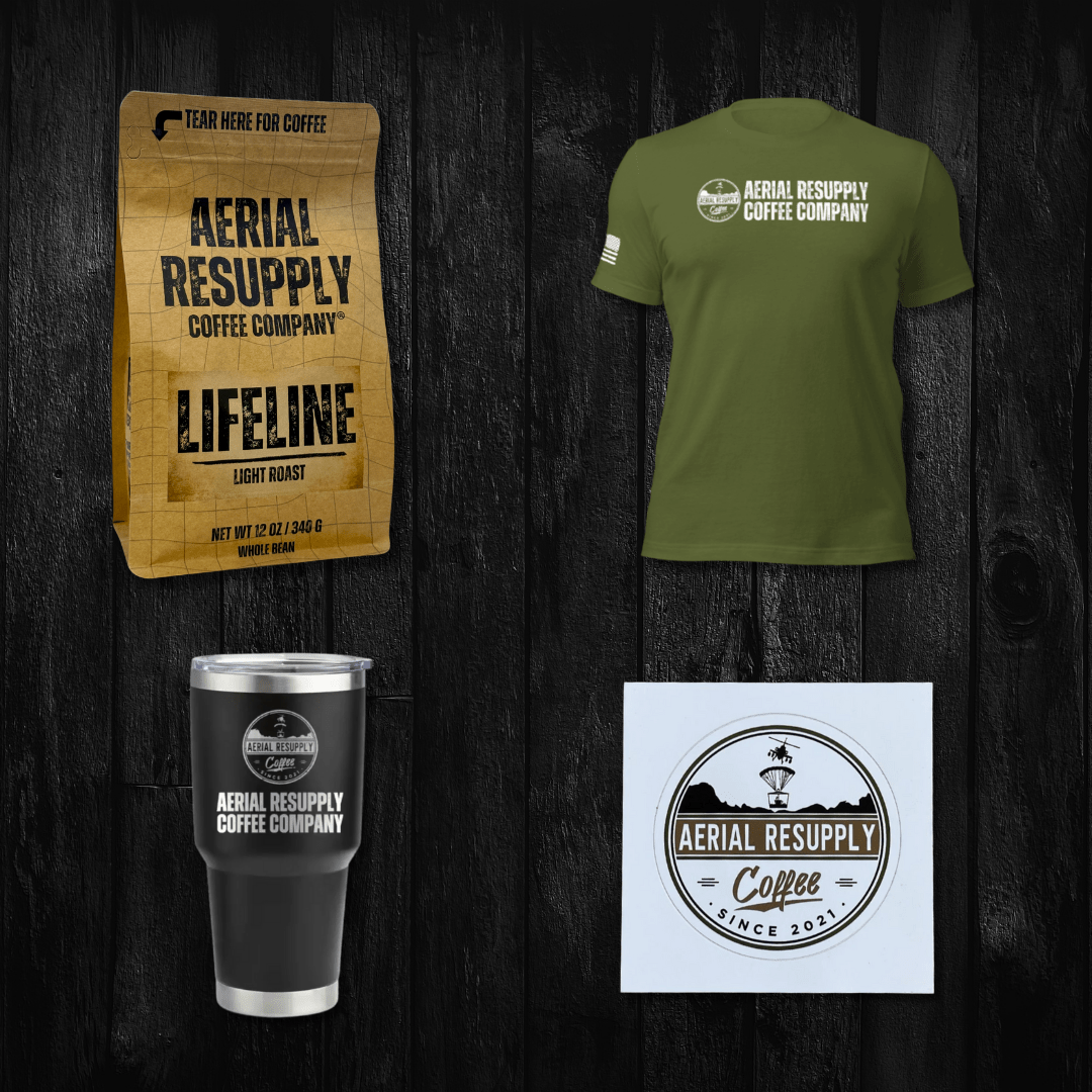 Initial issue kit for ARC Customers with coffee shirt tumbler and sticker