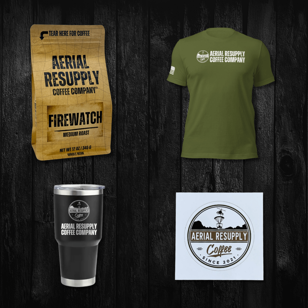 Medium coffee a shirt a tumbler and a sticker bundle from ARC