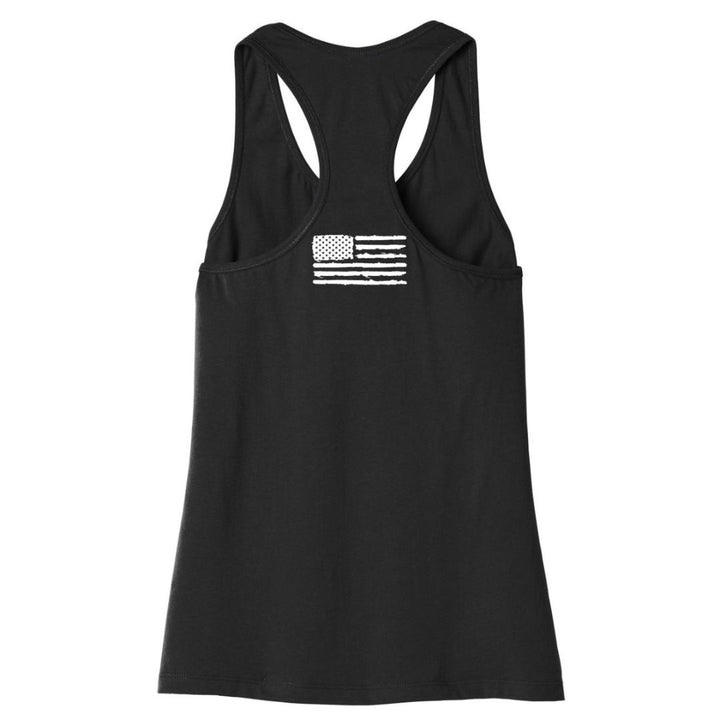 Aerial Resupply Coffee Ladies racerback tank top black and white with Aerial resupply coffee logo bella canva comfortable and chic buy now online or in our store at charlottesville virginia