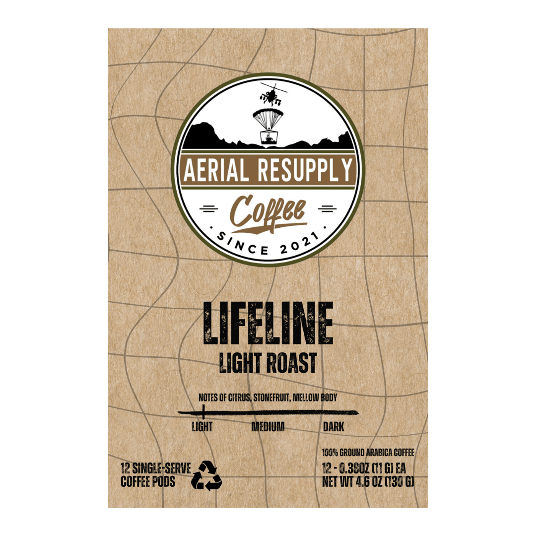 Lifeline Colombian Light Roast K Cups 12 Count Box Aerial Resupply Coffee