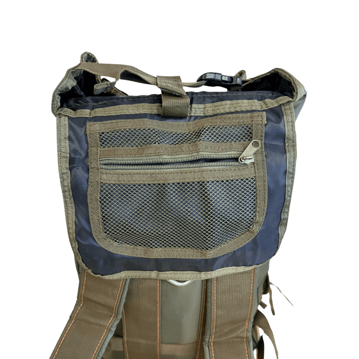 ARC Tactical Parachute Backpack, green. Veteran Owned. back and inside flap view