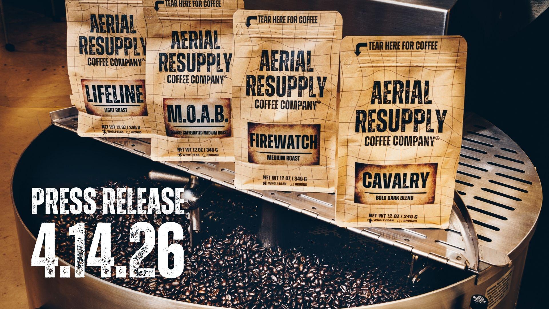 4 bags of coffee on a roaster press release white text