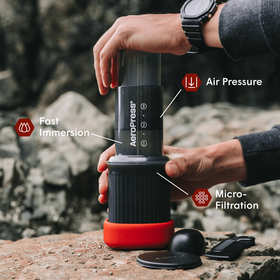 AeroPress Go brewing outdoors