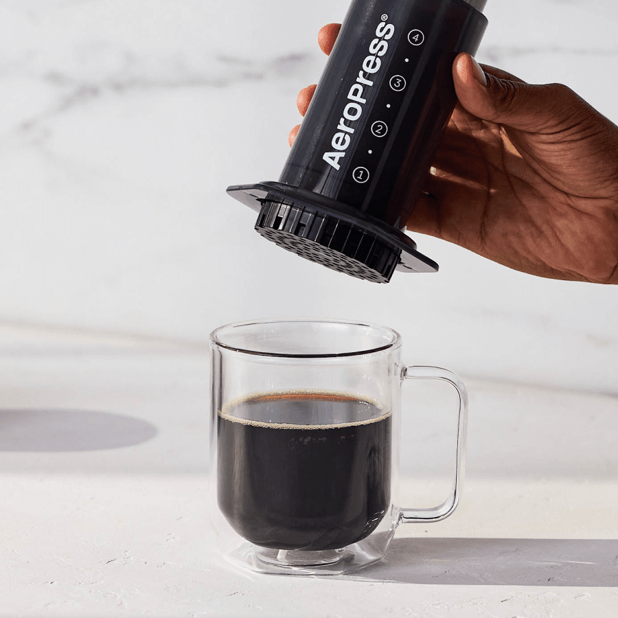 AeroPress Original coffee maker in use