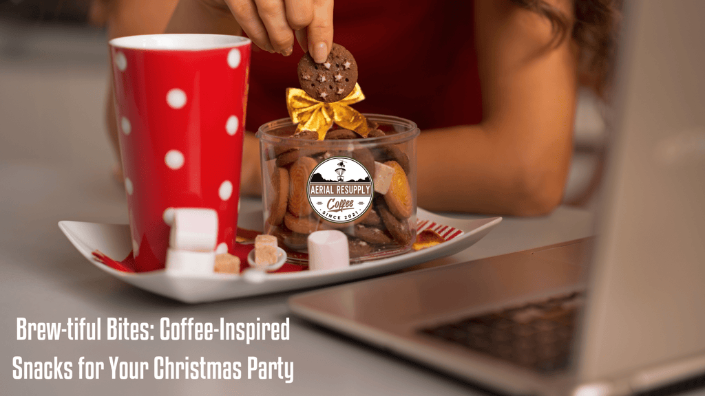 coffee mug with snacks, cookies in jar, cookies, christmas snacks, aerial resupply coffee