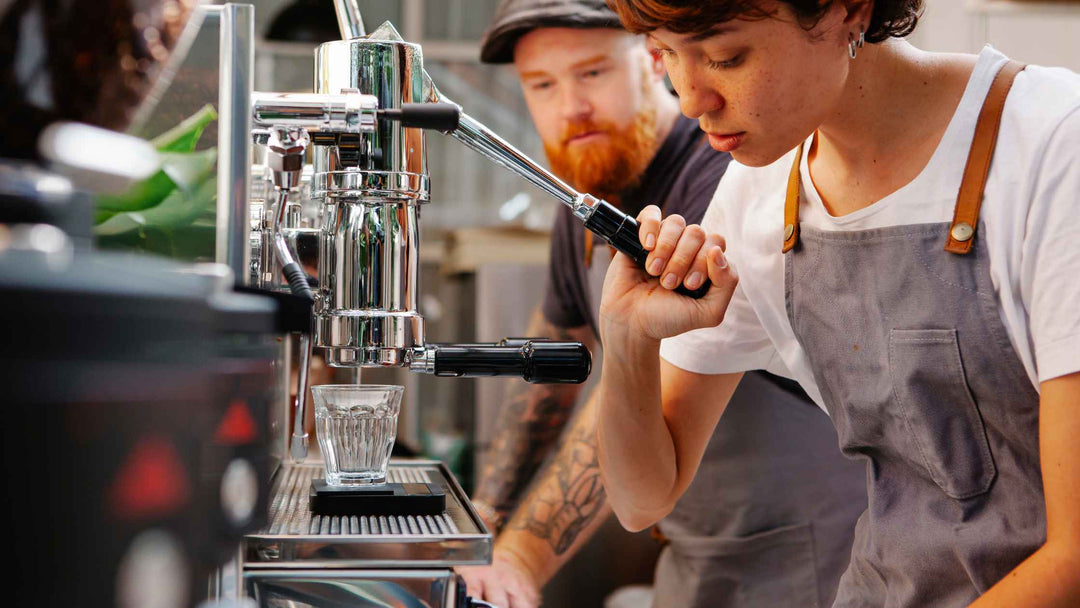 Barista making coffee