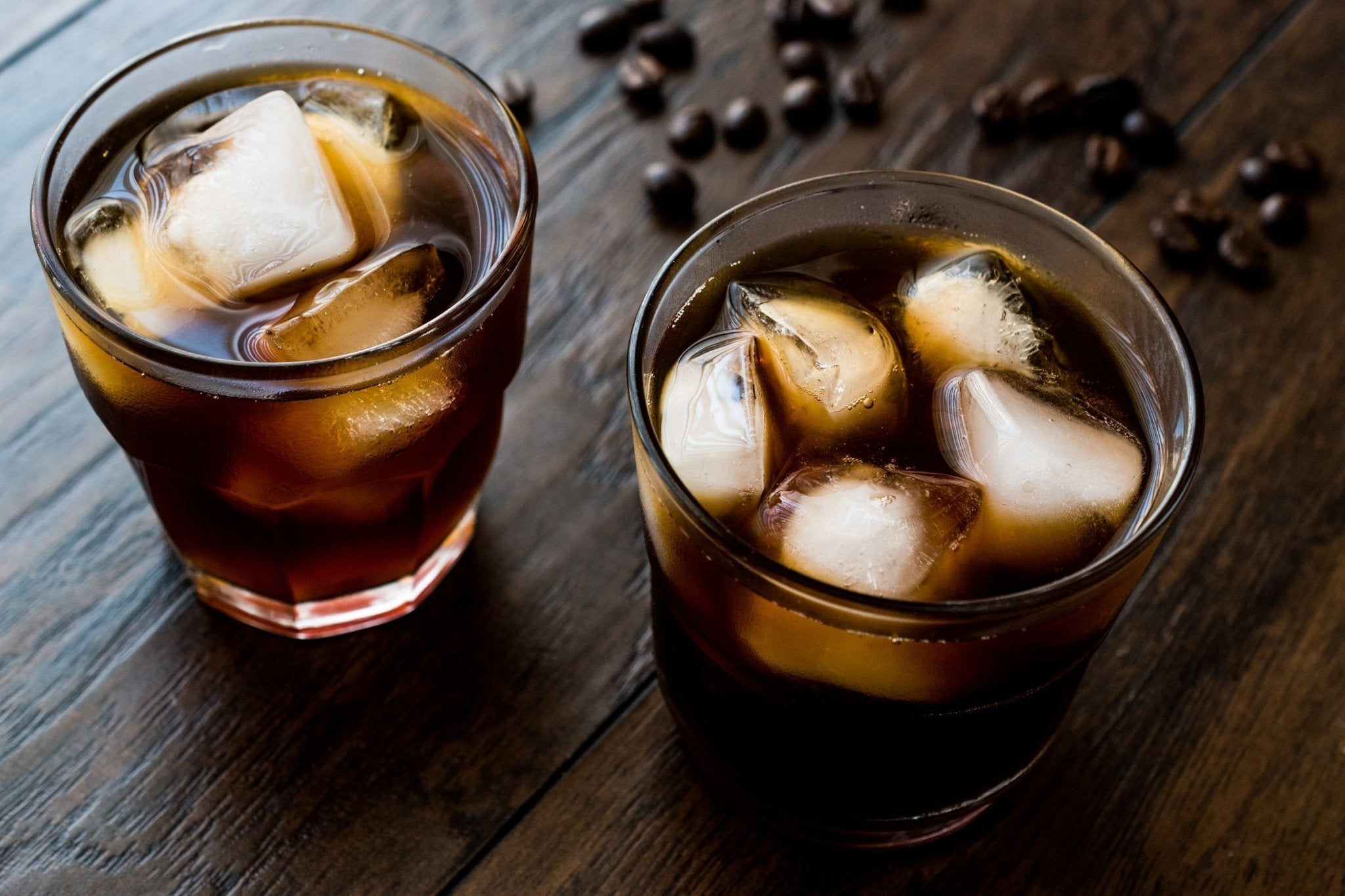Iced coffee with coffee ice cubes