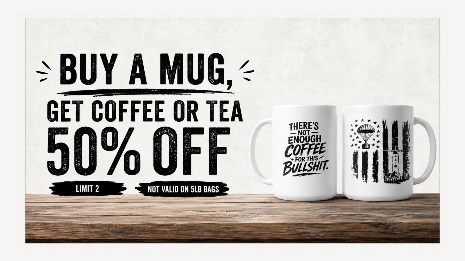 Mug Promotion banner with text