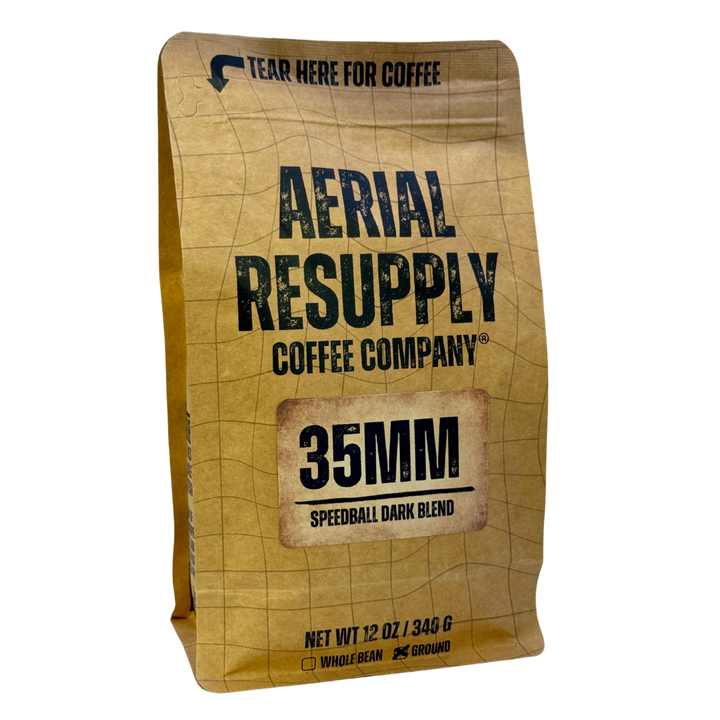 35MM SPEEDBALL Dark Blend whole bean and ground coffee