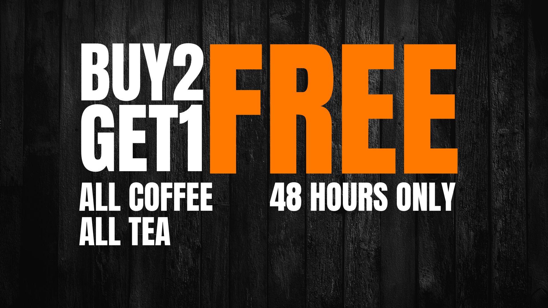 Promotional graphic with 'Buy 2 Get 1 Free' offer on a dark background