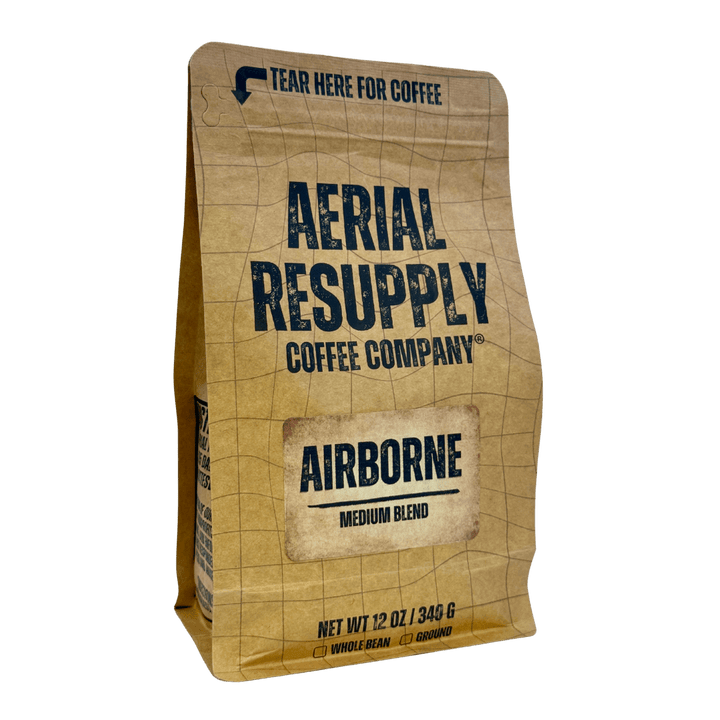Coffee bag from Aerial Resupply Coffee Company on a white background