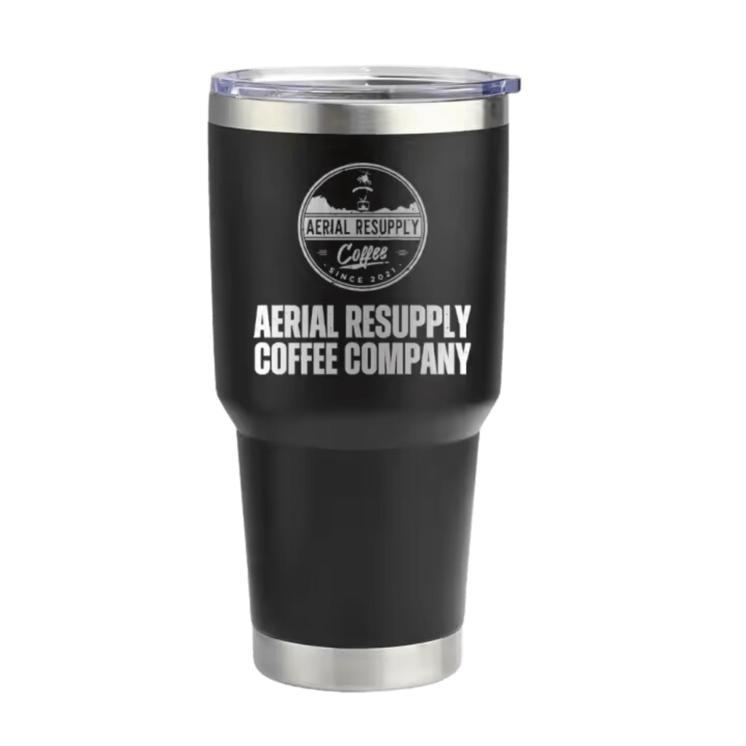 Aerial Resupply Coffee Laser Engraved 30 ounce stainless steel tumbler