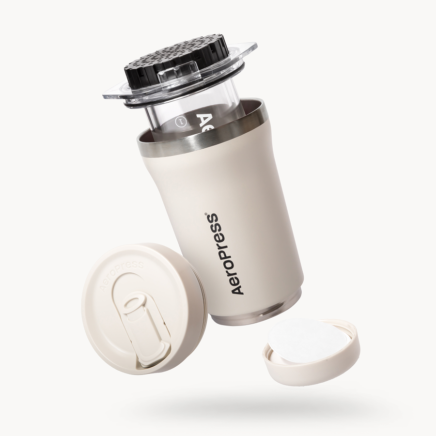 AeroPress Go Plus brewing into the tumbler