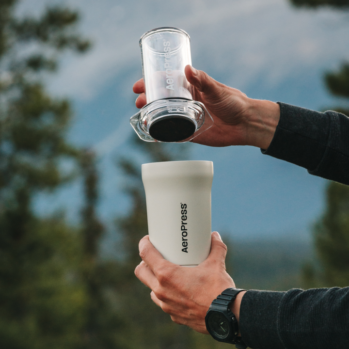 AeroPress Go Plus in use on the road