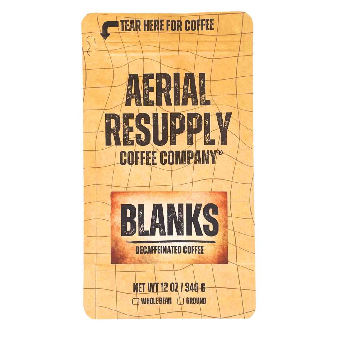 Blanks Mountain Water Processed Decaffeinated Medium or Dark Roast premium coffee from Aerial Resupply Coffee Buy Online