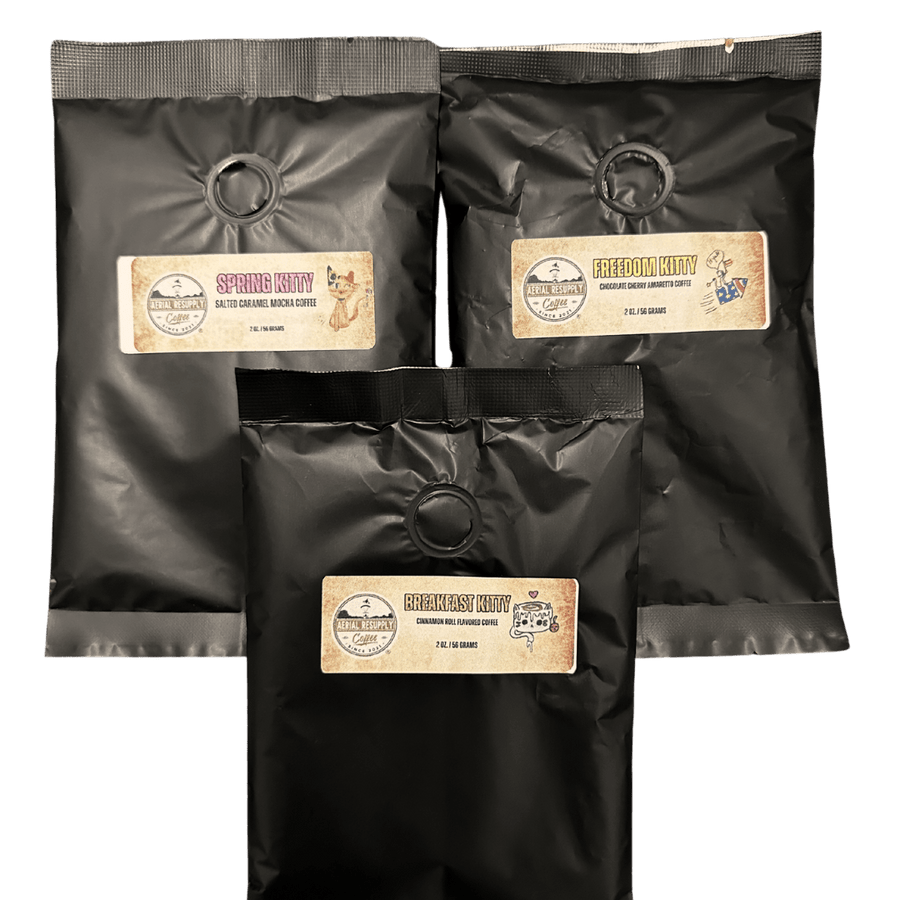Gourmet Flavored Coffee Sampler 3Pack of Premium Ground Coffee Aerial Resupply Coffee
