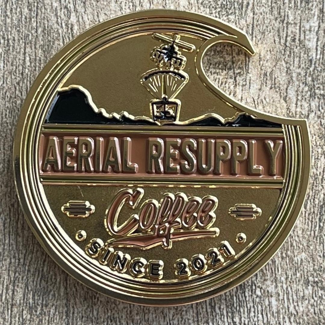 Aerial Resupply Coffee Challenge Coin perfect for veterans and first responders buy online in charlottesville virginia