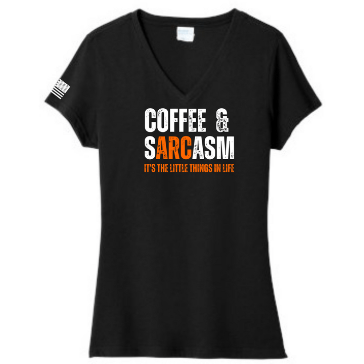 Coffee and Sarcasm Ladies V-neck