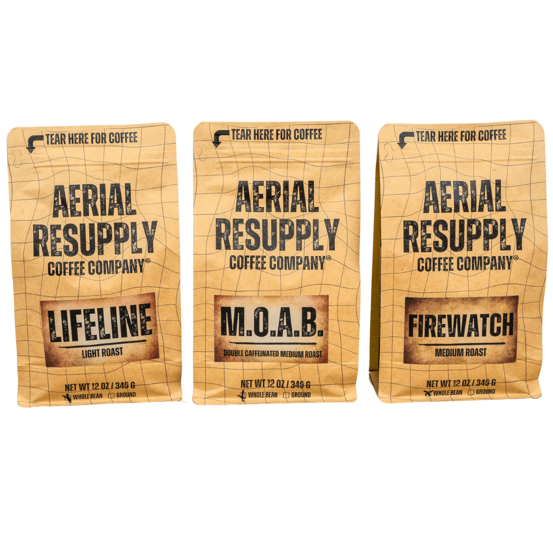 Aerial Resupply Coffee medium cargo bag coffee premium whole bean or ground colombian and robusta coffee twelve ounce bags