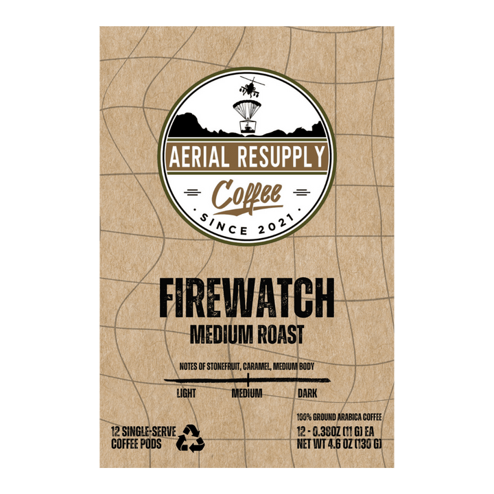 Firewatch Colombian Medium Roast Coffee Single Serving pods from Aerial Resupply Coffee buy online