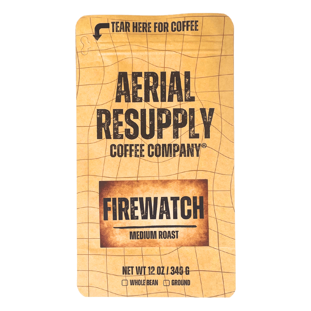 Firewatch Medium Roast Premium Gourmet Colombian Coffee available whole bean or preground twelve ounce bags