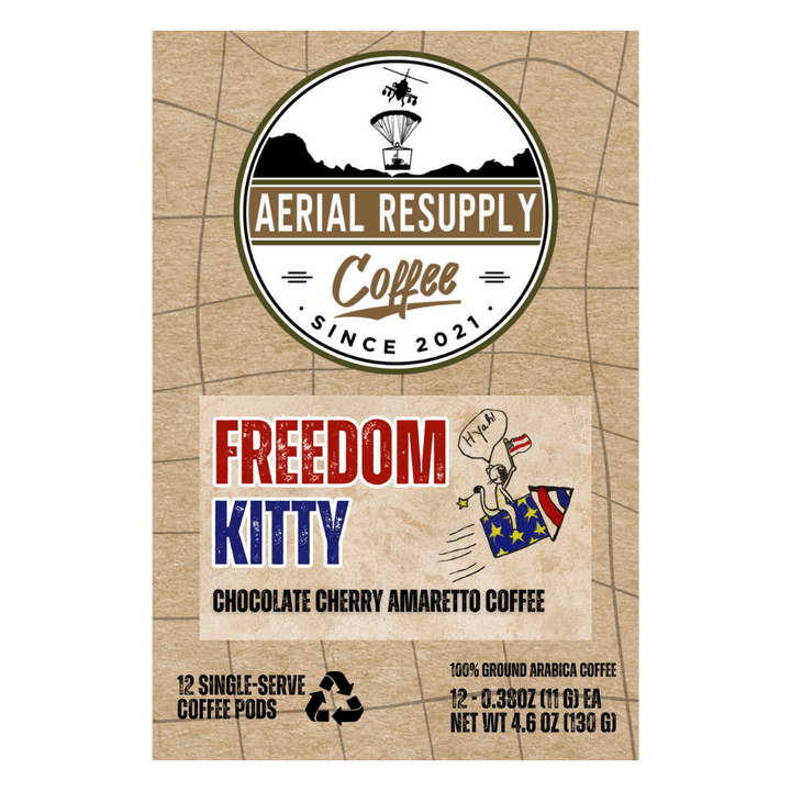 Freedom Kitty Chocolate Cherry Amaretto flavored coffee single serving pods aerial resupply coffee buy online virginia k-cups