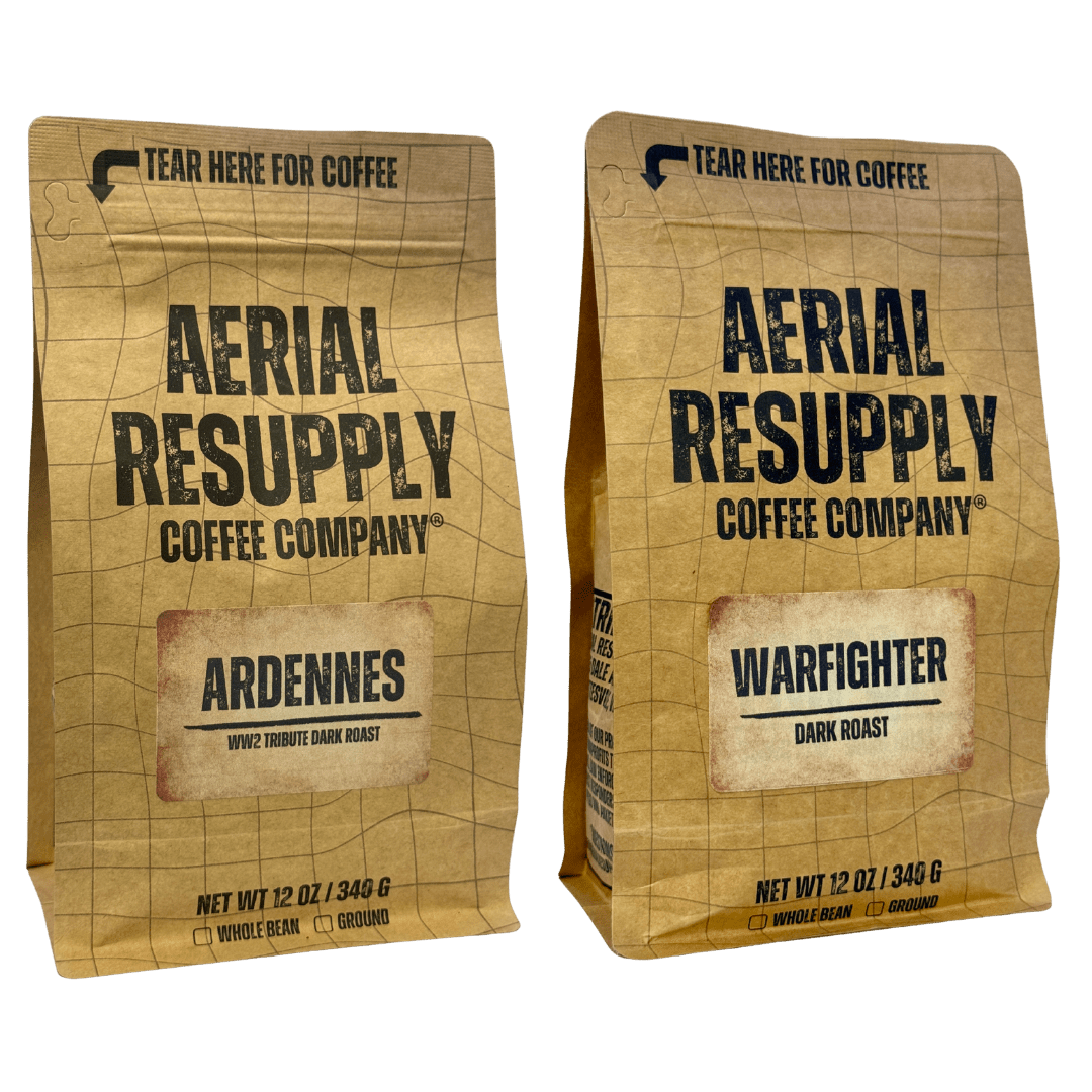 two aerial resupply coffee bags as part of a bundle
