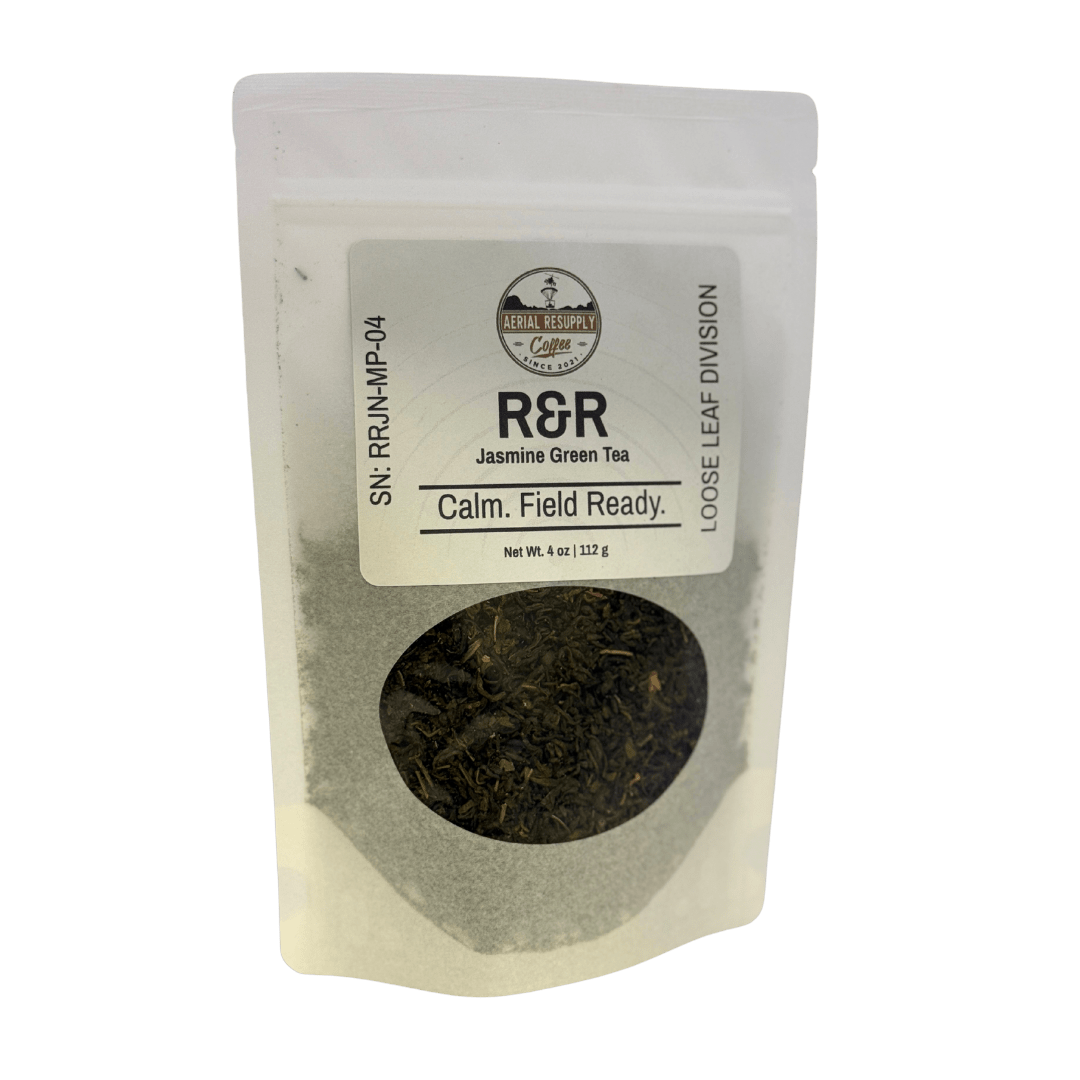 Tea package with visible brand label on a white background