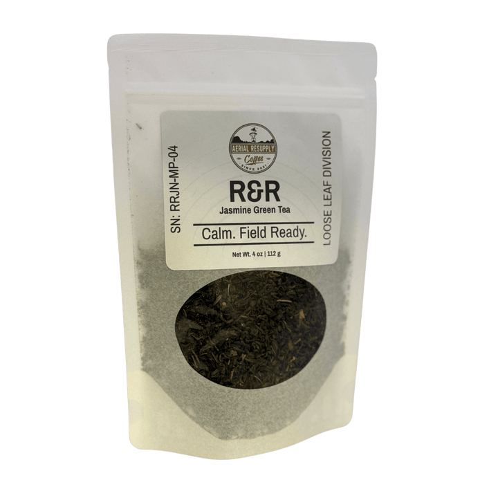 Tea package with visible brand label on a white background