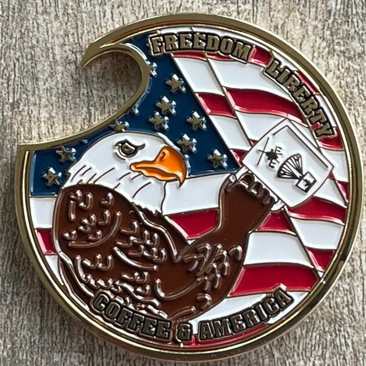 Aerial Resupply Coffee Challenge Coin perfect for veterans and first responders buy online in charlottesville virginia