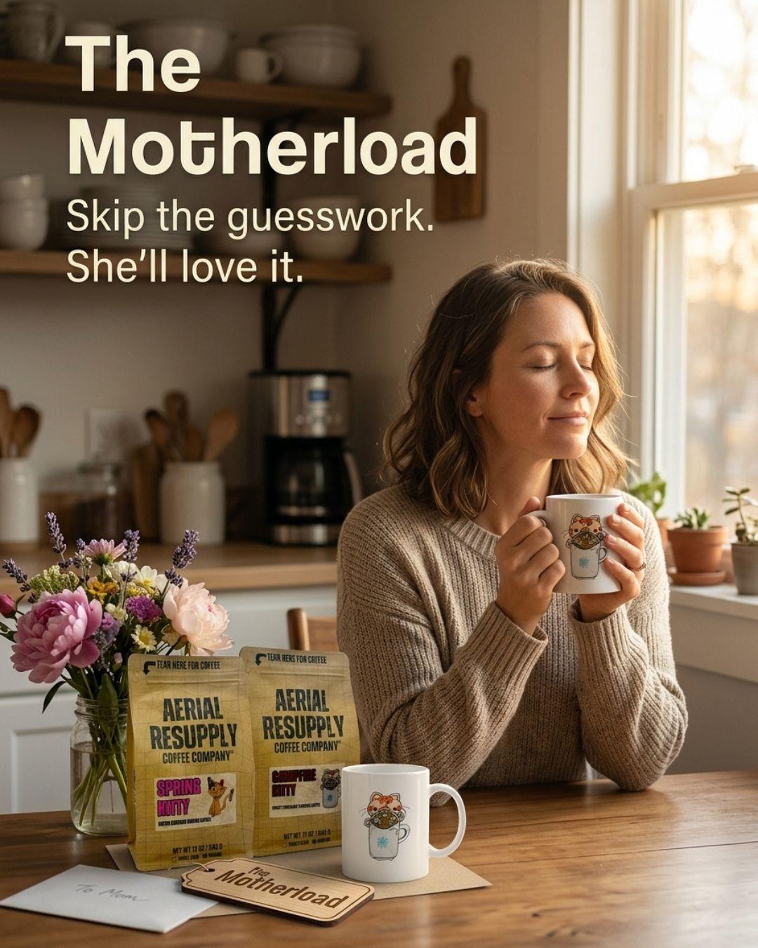 a woman holding coffee sitting at a table with more coffee