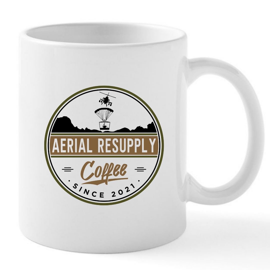 Aerial Resupply Coffee Behoove 15 ounce ceramic coffee mug. Veteran owned and operated