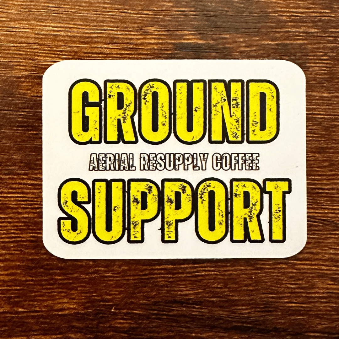 Our premium vinyl ground support sticker to show off your support for Aerial Resupply Coffee. Veteran-owned.